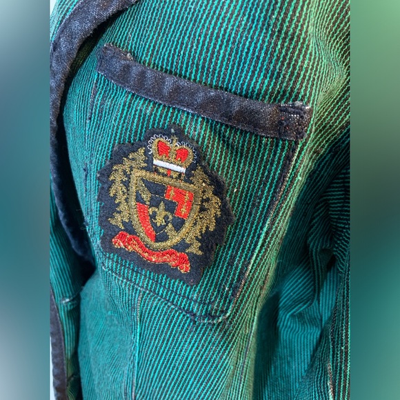 NWOT Diane Gilman Green & Black Striped Jean Preppy Blazer Jacket - Picture 3 of 7